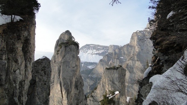 Kalktuerme beim Ausstieg am Pfaffen