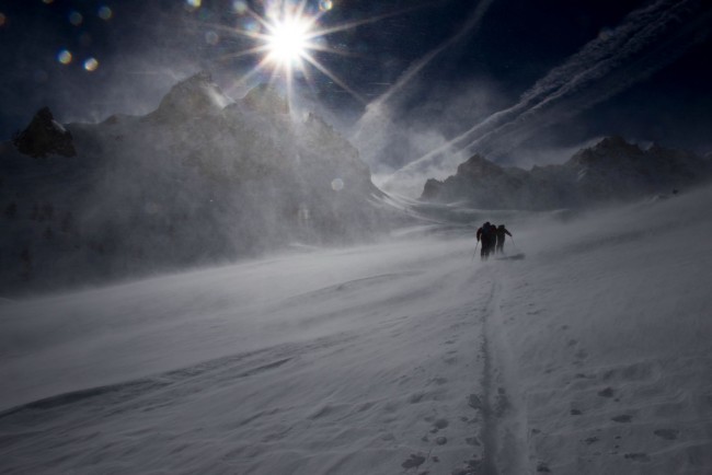 Untergangsstimmung am Colle del Sautron Valle Maria, 1.03.2017